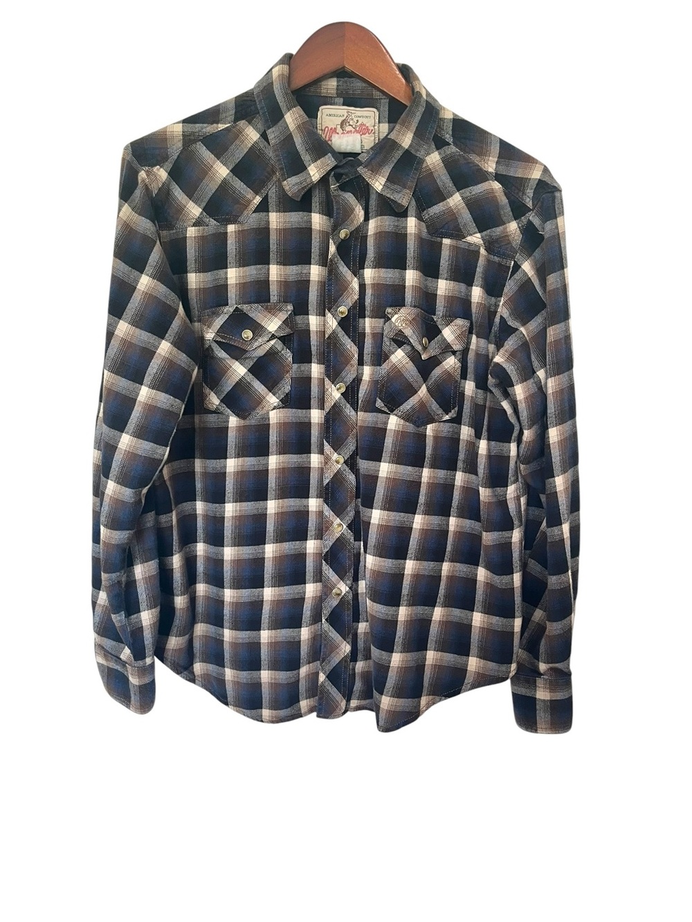 Vintage Wrangler Plaid Pearl Snap Western Shirt Men’s Large Cowboy Flannel